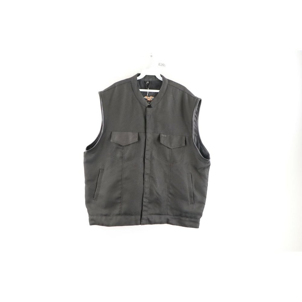 Vance Leathers Mens Size 52 Leather Trim Tactical Motorcycle Riding Vest Black